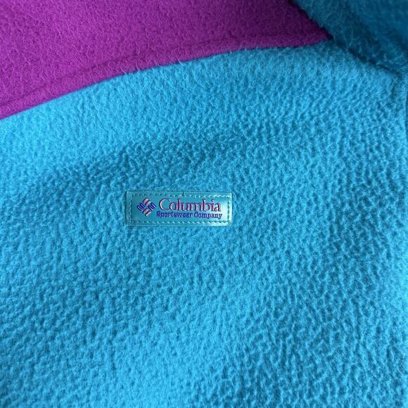 VINTAGE Columbia Fleece Jacket Womens Medium Teal Purple Full Zip Made USA 90sf - Picture 4 of 10